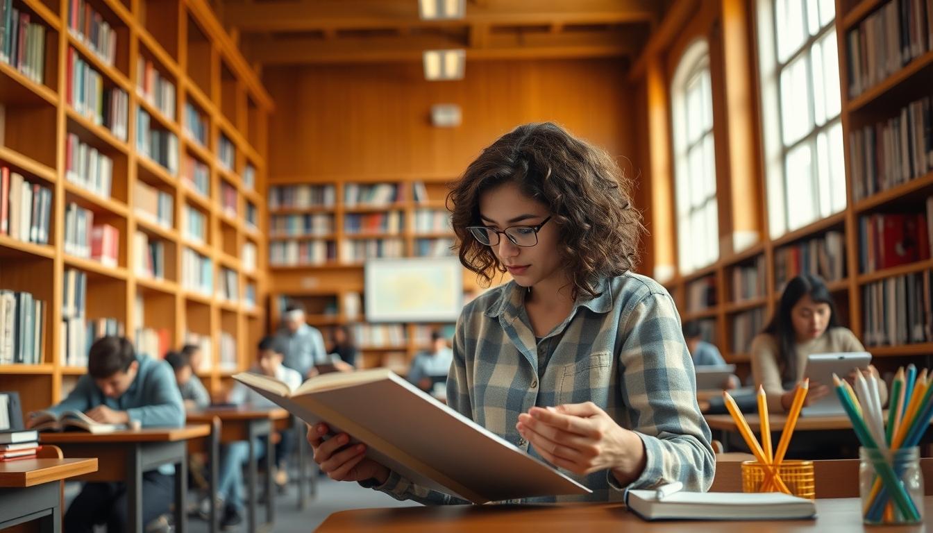 Student using a study guide to organize academic notes